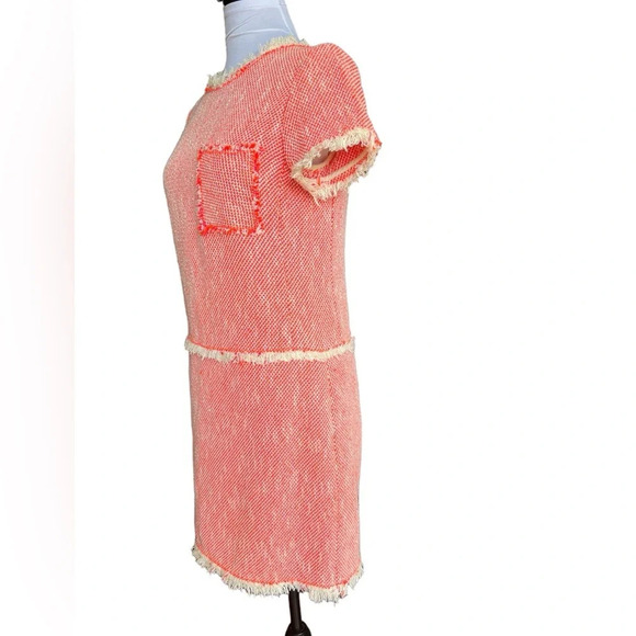 Rebecca Taylor Coral Tweed Fringe Mini Dress Size 2 - Picture 3 of 9